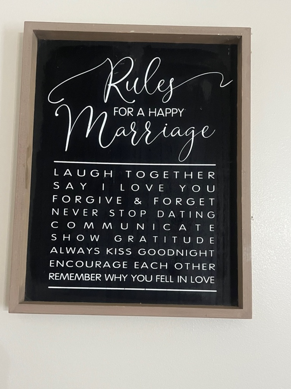 Rules For A Happy Marriage Wall Decor Distressed Farmhouse